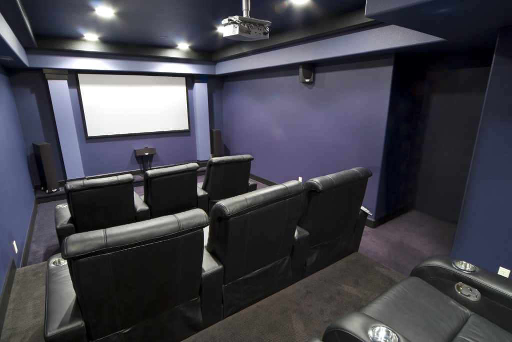 Purple home theater room